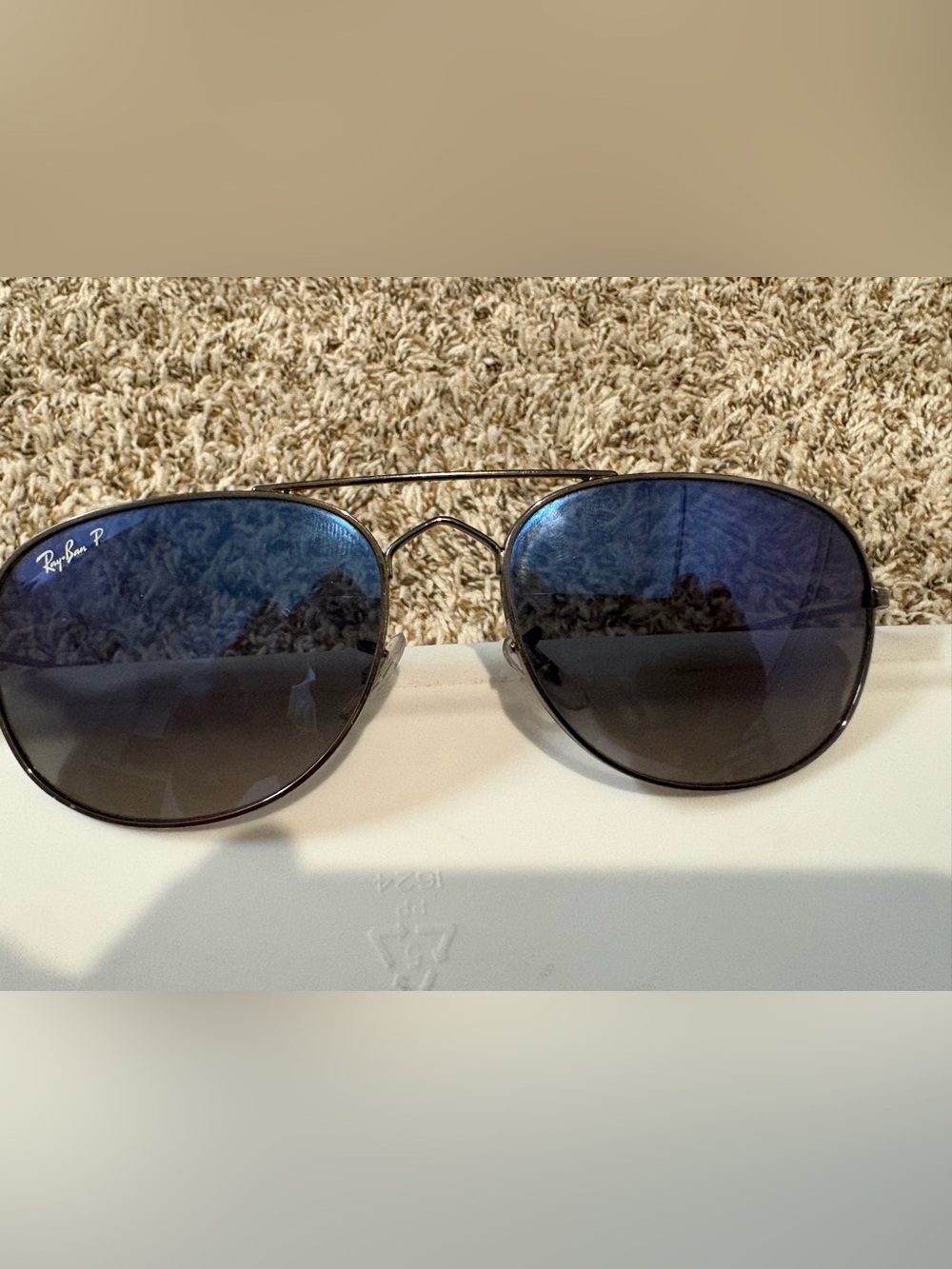 Ray-Ban Bain Bridge RB3735 60mm gunmetal frames and blue gradient polarized